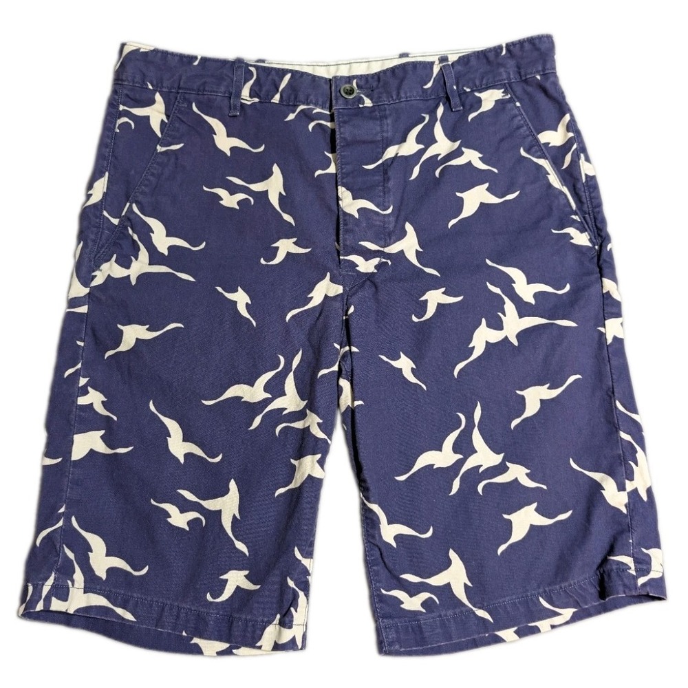 Levis Chino II Shorts Mens 34 Blue White Seagull Bird Print 55428-0051